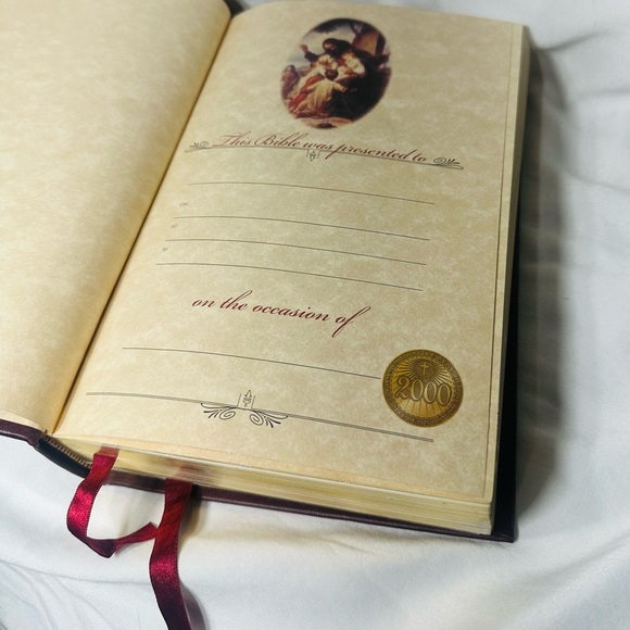 Vintage Millennium Keepsake KJV Bible Y2K New Old Stock Gold Guilded Red Leather - Picture 4 of 8